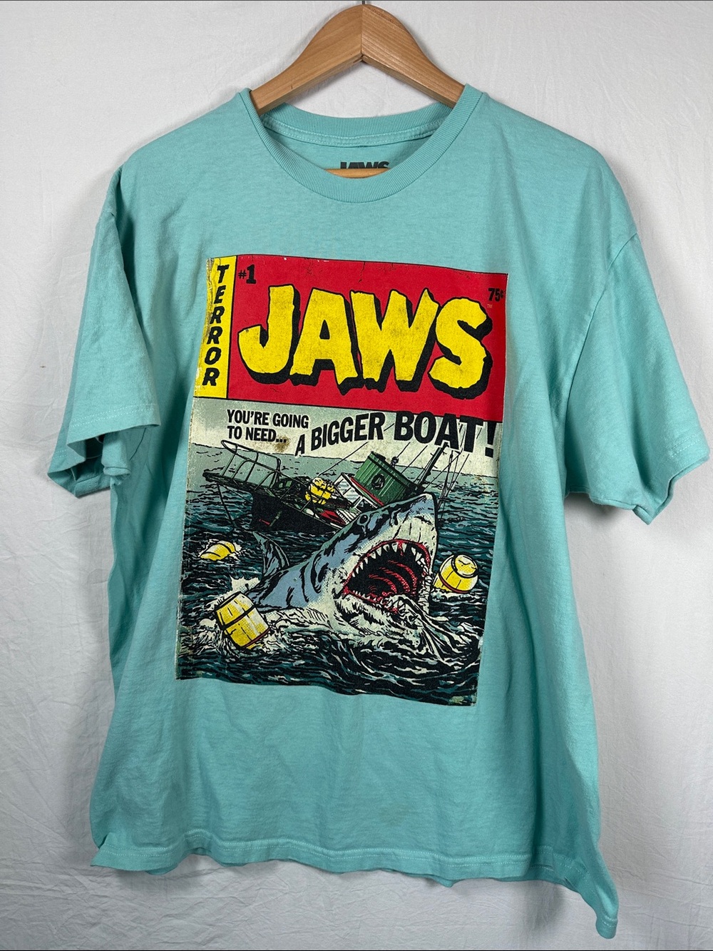Jaws Graphic Tee - Aqua Vintage Comic Print